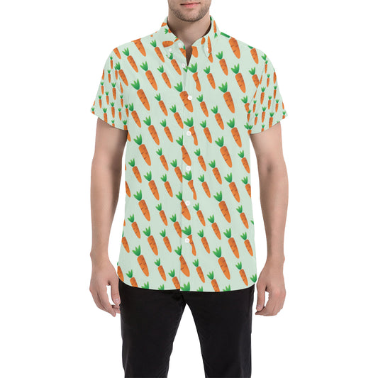 Carrot Pattern Print Design 05 Men's Short Sleeve Button Up Shirt