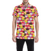 Cupcake Pattern Print Design CP02 Men's Short Sleeve Button Up Shirt