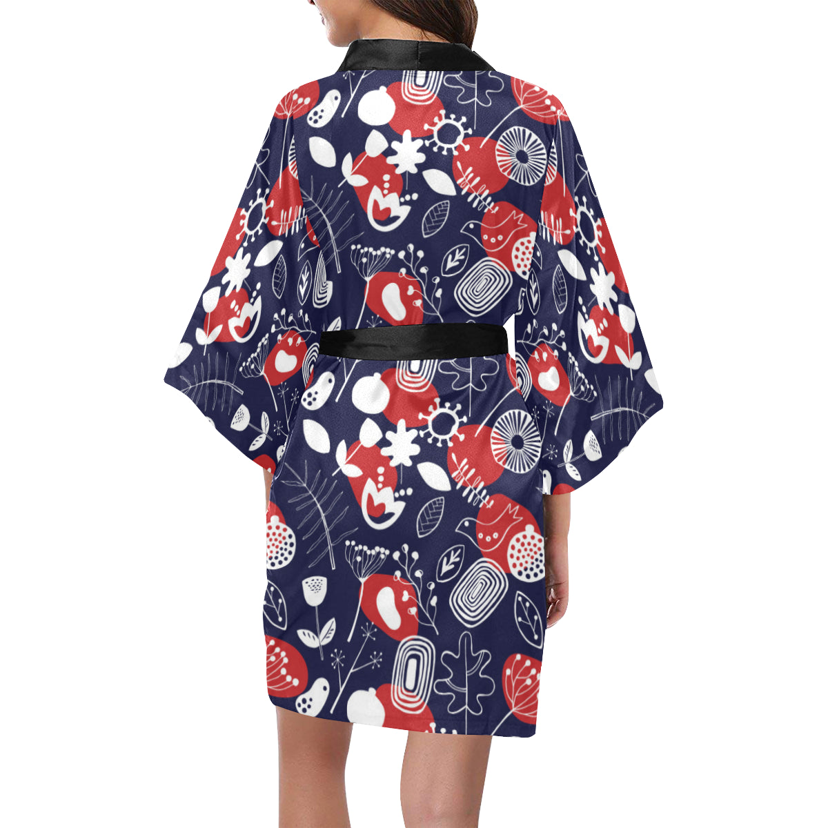 Nordic Pattern Print Design A02 Women's Short Kimono