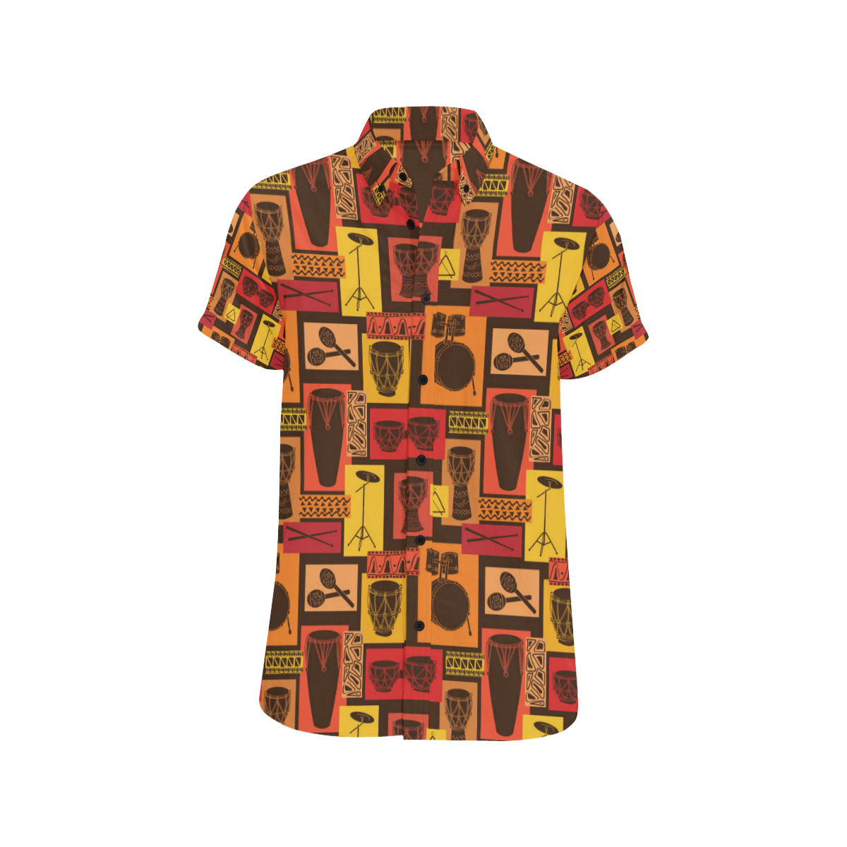 Percussion Pattern Print Design 02 Men's Short Sleeve Button Up Shirt