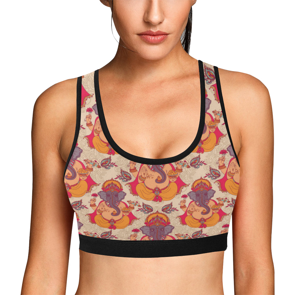 Ganesha Indian Pattern Print Design 02 Sports Bra