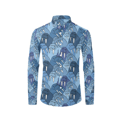 Walrus Pattern Print Design 01 Men's Long Sleeve Shirt