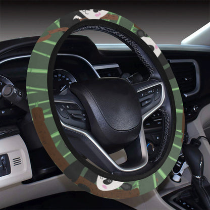 Panda Pattern Print Design A04 Steering Wheel Cover with Elastic Edge