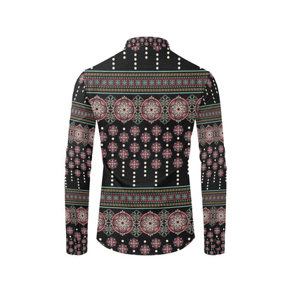 Ethnic Dot Style Print Pattern Men's Long Sleeve Shirt