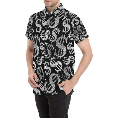 Money Pattern Print Design 02 Men's Short Sleeve Button Up Shirt