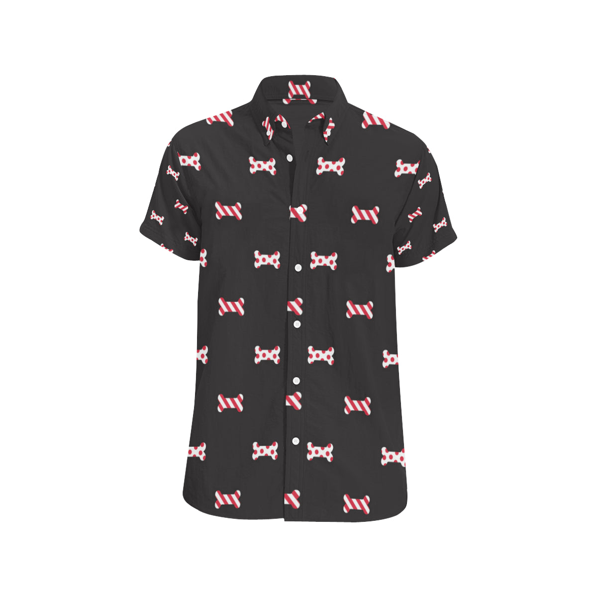 Dog Bone Pattern Print Design 04 Men's Short Sleeve Button Up Shirt