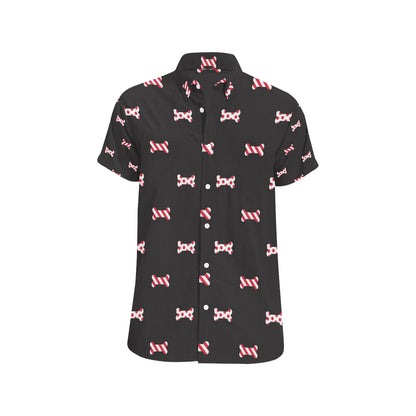 Dog Bone Pattern Print Design 04 Men's Short Sleeve Button Up Shirt