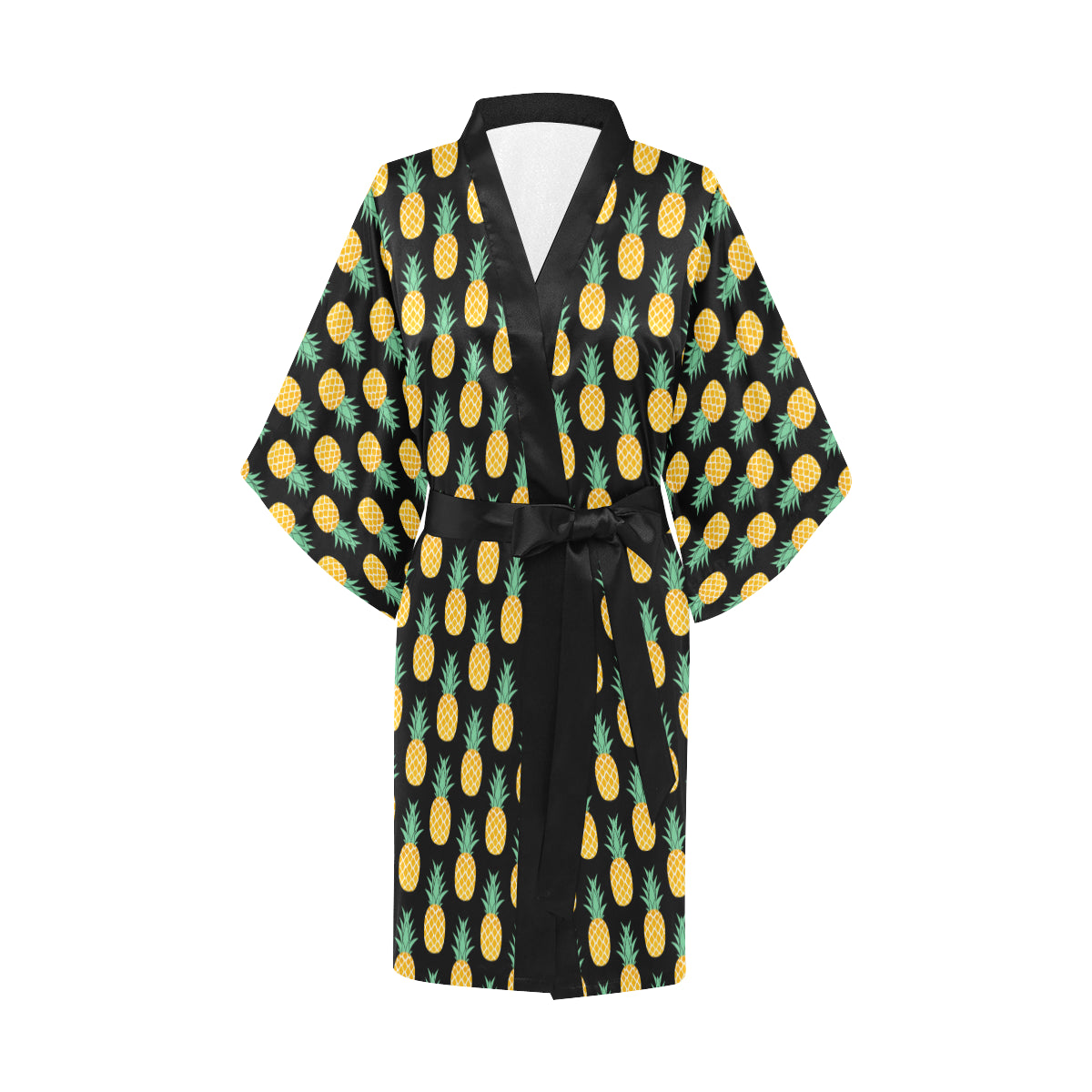 Pineapple Pattern Print Design A03 Women's Short Kimono