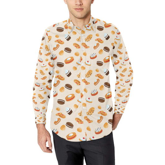Biscuit Pattern Print Design 01 Men's Long Sleeve Shirt