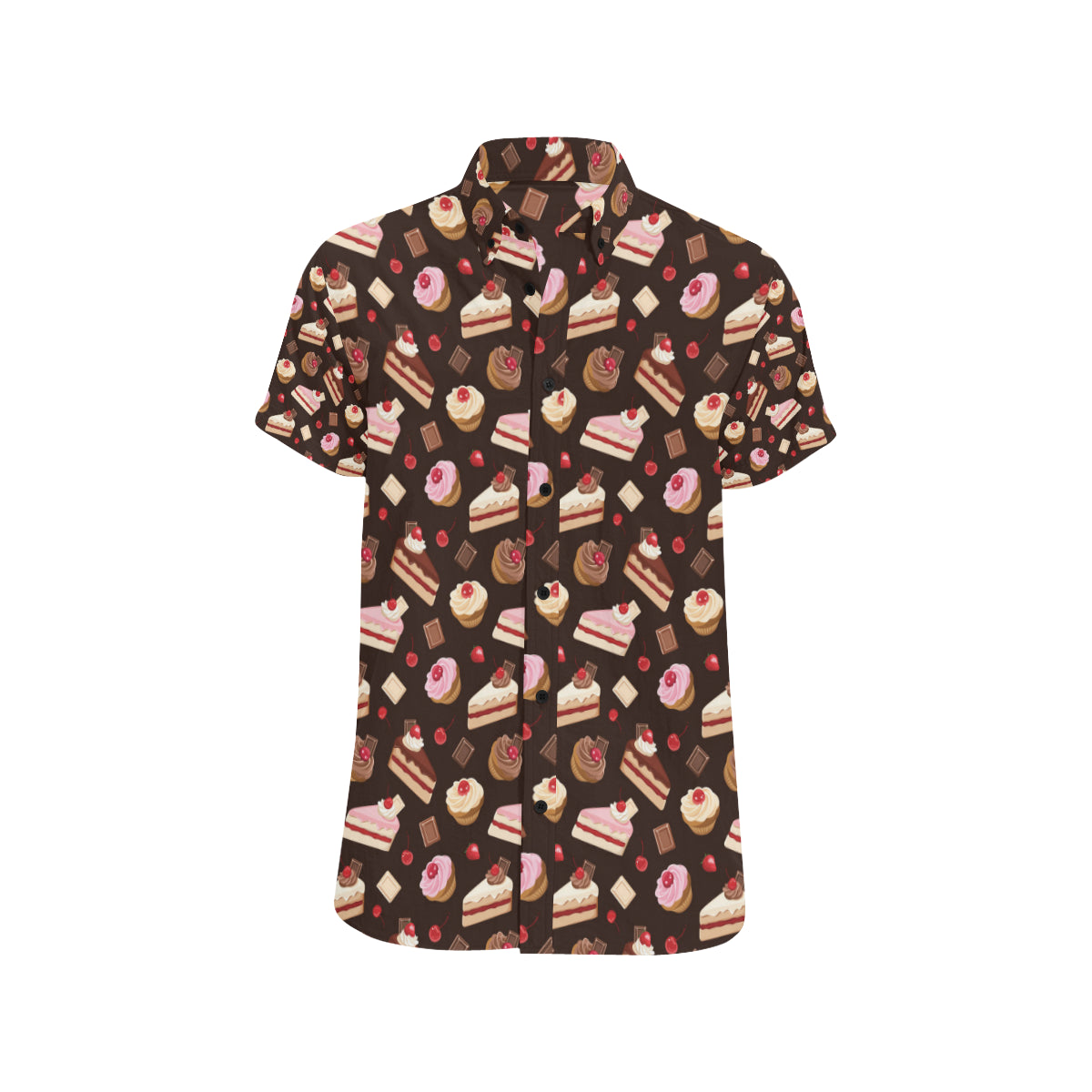 Cake Pattern Print Design 04 Men's Short Sleeve Button Up Shirt