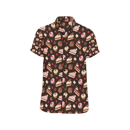 Cake Pattern Print Design 04 Men's Short Sleeve Button Up Shirt