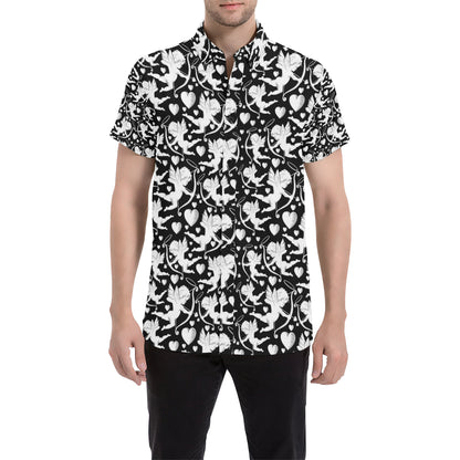 Cupid Pattern Print Design 04 Men's Short Sleeve Button Up Shirt