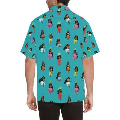 Hula Dancers Pattern Print Design 04 Men's Hawaiian Shirt
