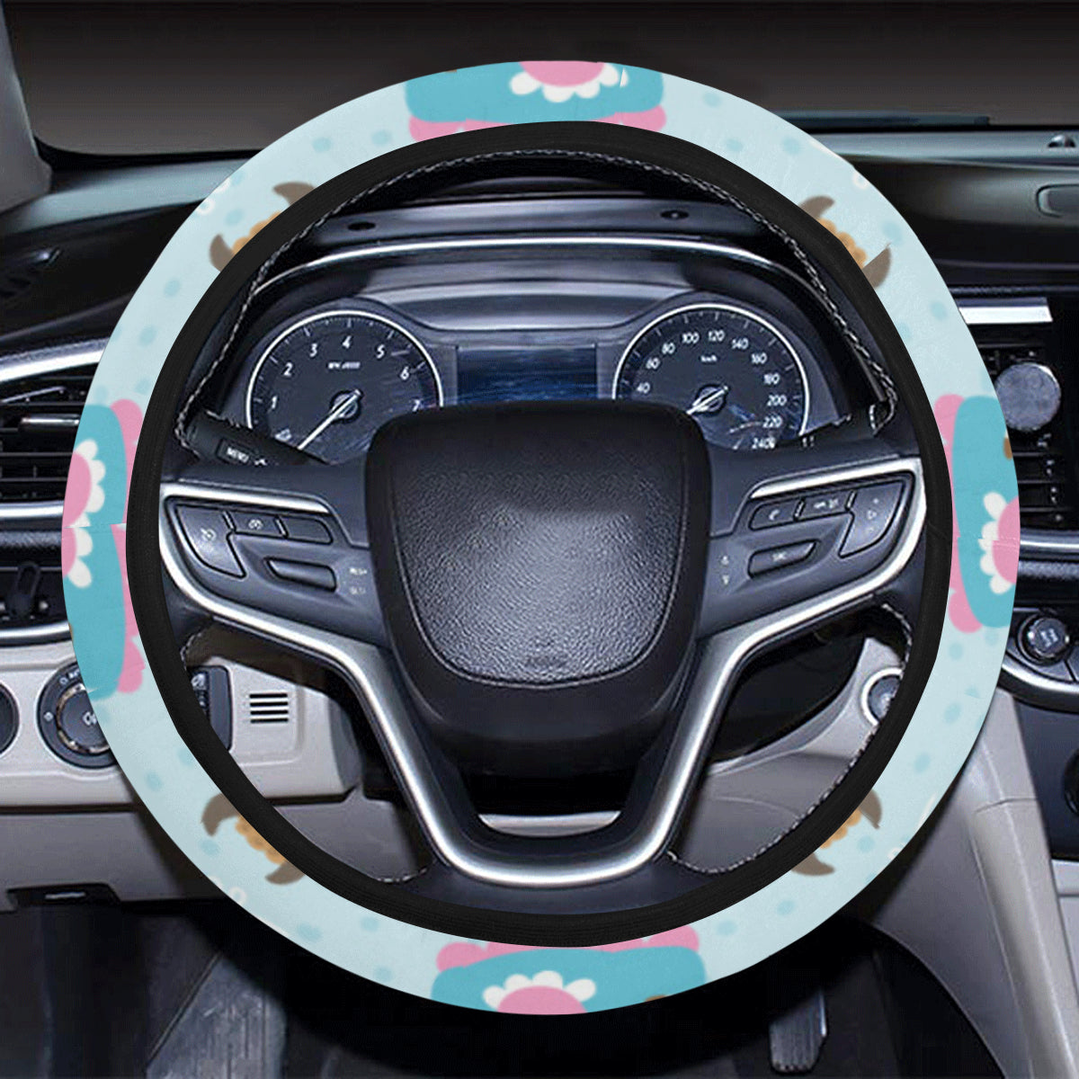 Cattle Happy Pattern Print Design 03 Steering Wheel Cover with Elastic Edge