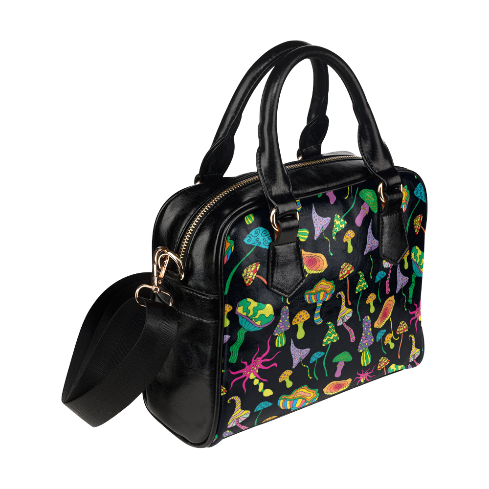 Psychedelic Mushroom Pattern Print Design A02 Shoulder Handbag