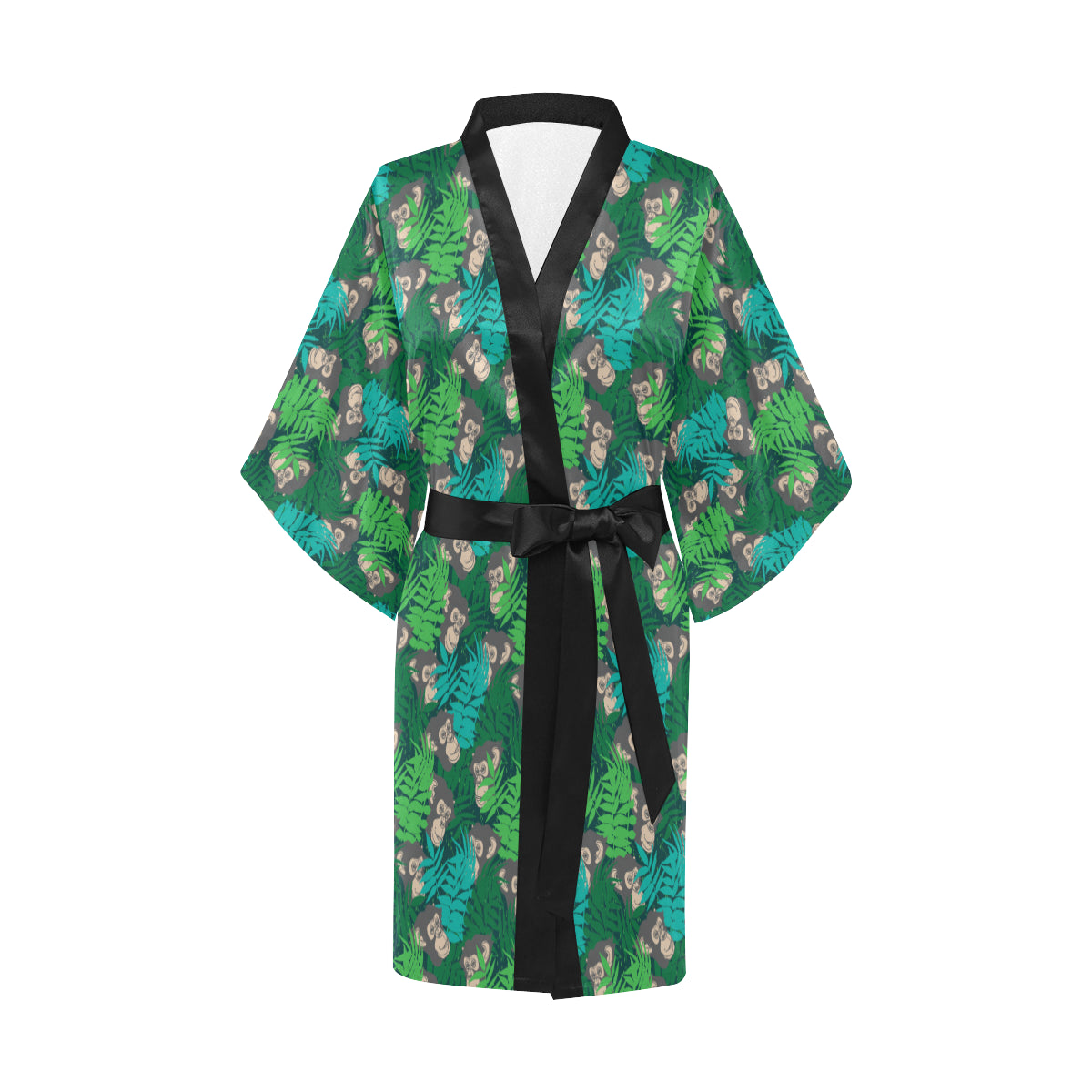 Chimpanzee Pattern Print Design 01 Women's Short Kimono