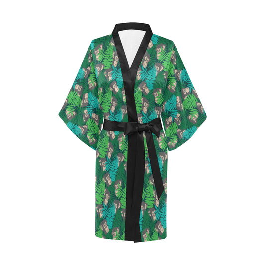 Chimpanzee Pattern Print Design 01 Women's Short Kimono