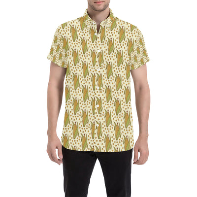 Corn Pattern Print Design 01 Men's Short Sleeve Button Up Shirt