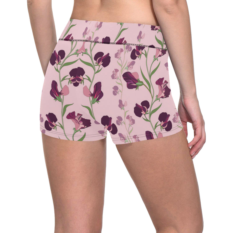 Peony Pattern Print Design PE09 Yoga Shorts