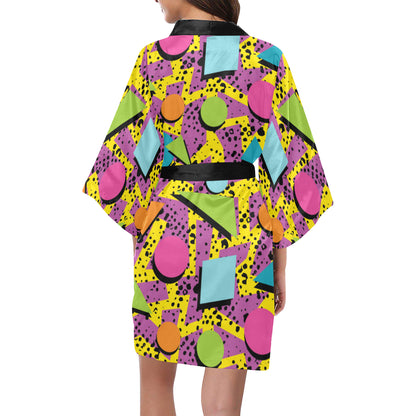80s Pattern Print Design 1 Women's Short Kimono