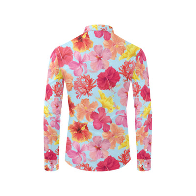 Hibiscus Pattern Print Design HB020 Men's Long Sleeve Shirt