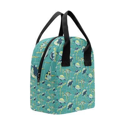 Sea Turtle Pattern Print Design T08 Insulated Lunch Bag