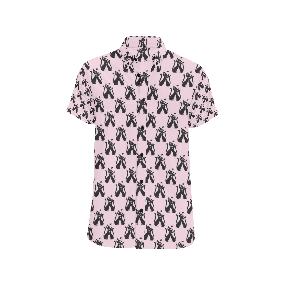 Black Cat Pattern Print Design 01 Men's Short Sleeve Button Up Shirt