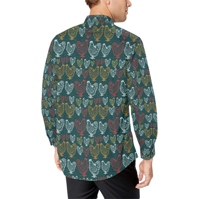 Rooster Hand Draw Design Men's Long Sleeve Shirt