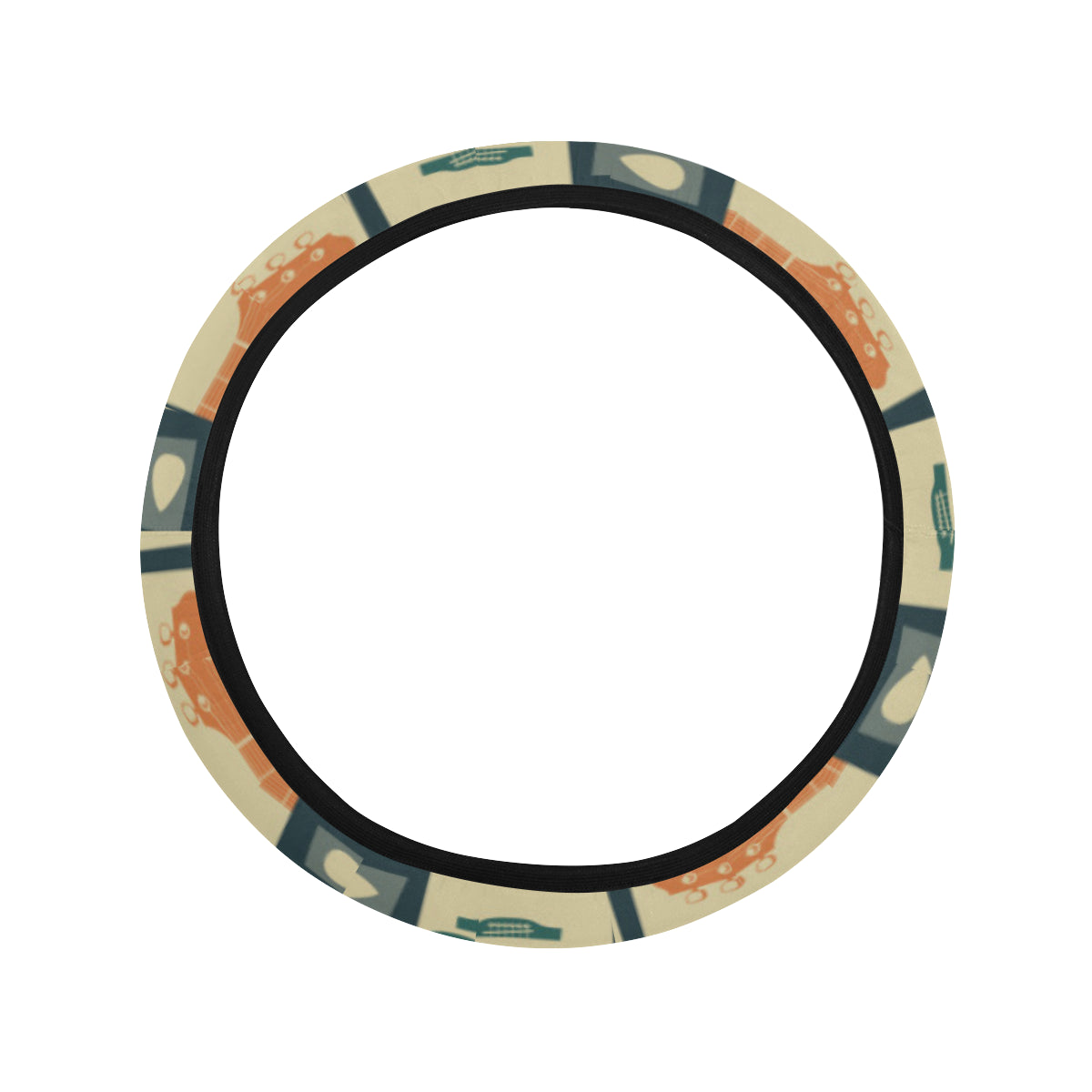 Acoustic Guitar Pattern Print Design 02 Steering Wheel Cover with Elastic Edge