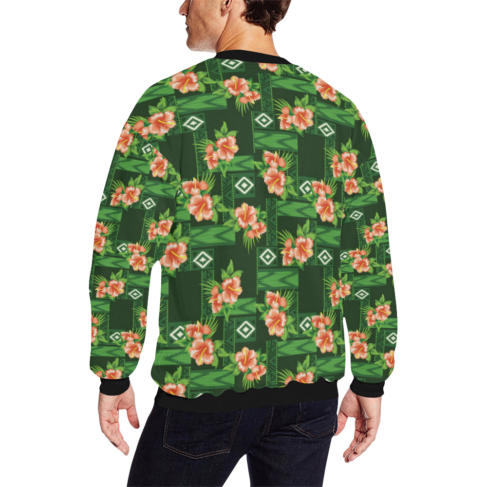 Hibiscus Pattern Print Design HB05 Men Long Sleeve Sweatshirt