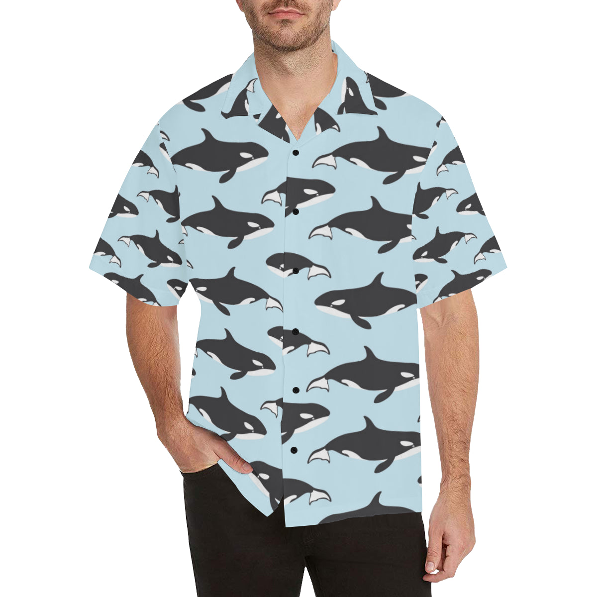 Killer Whale Pattern Print Design 01 Men's Hawaiian Shirt