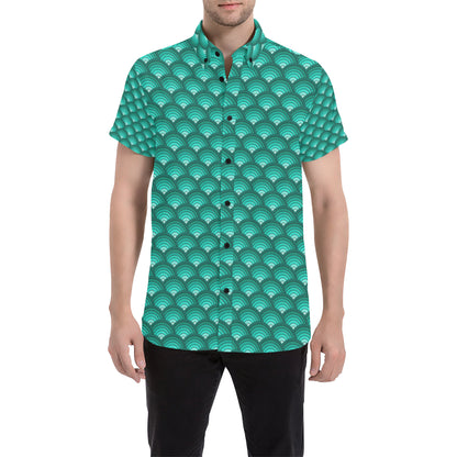 Scales Pattern Print Design 01 Men's Short Sleeve Button Up Shirt