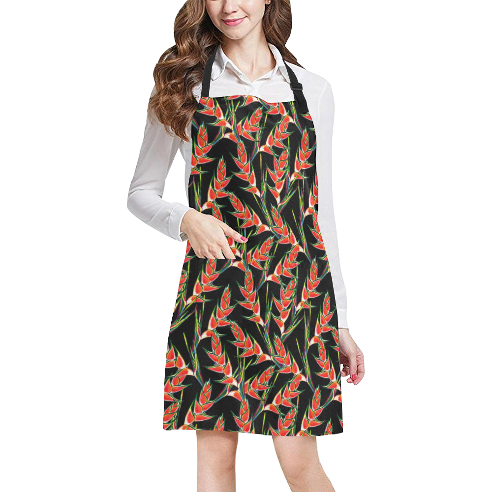 Heliconia Pattern Print Design HL010 Apron with Pocket