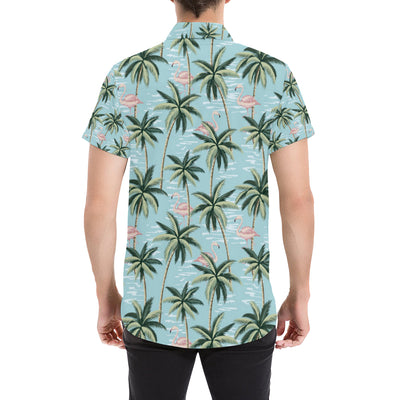 Palm Tree Pattern Print Design PT05 Men's Short Sleeve Button Up Shirt