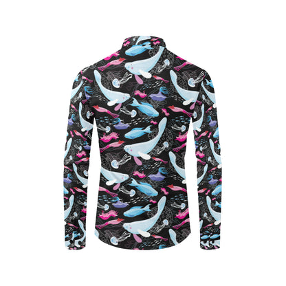 Manatee Pattern Print Design 02 Men's Long Sleeve Shirt