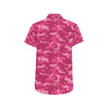 Camo Pink Pattern Print Design 01 Men's Short Sleeve Button Up Shirt