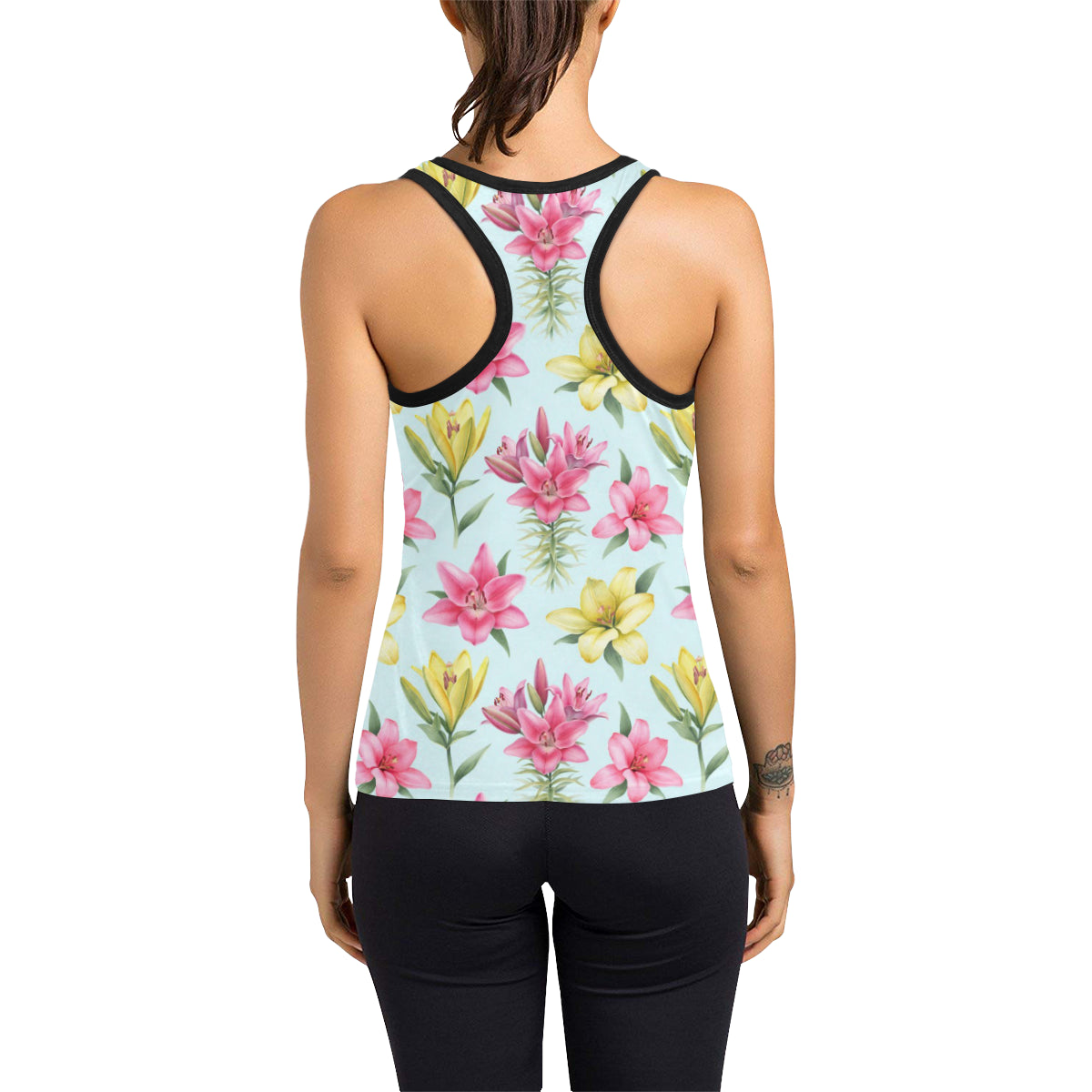 Lily Pattern Print Design LY010 Women's Racerback Tank Top