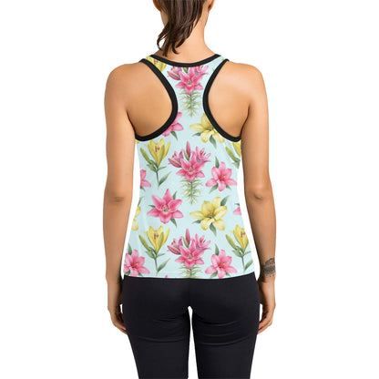 Lily Pattern Print Design LY010 Women's Racerback Tank Top