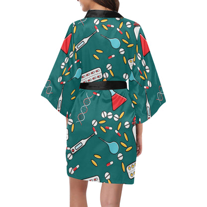 Nurse Pattern Print Design A05 Women's Short Kimono
