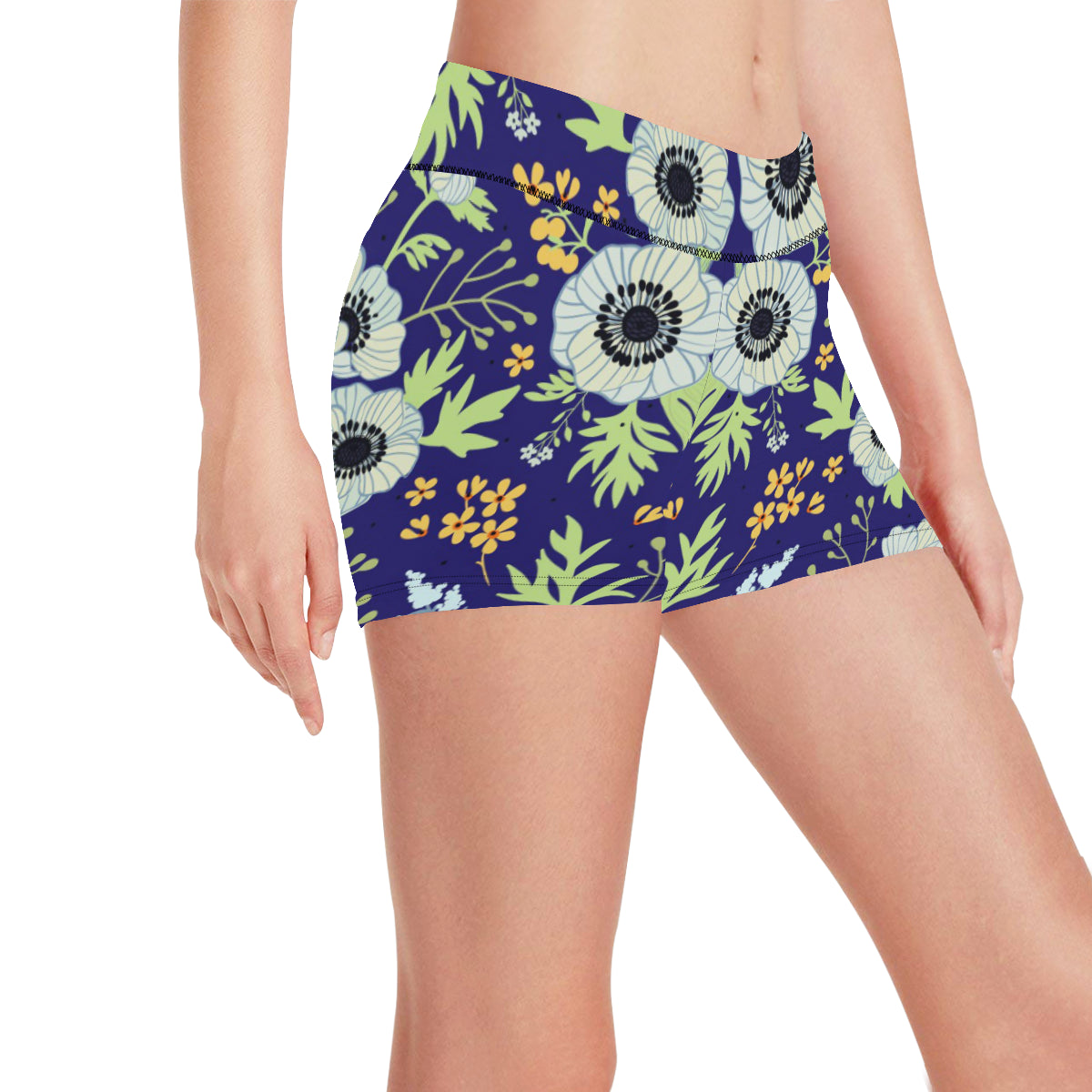 Anemone Pattern Print Design AM06 Yoga Shorts