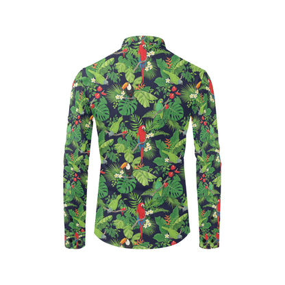 Rainforest Parrot Pattern Print Design A03 Men's Long Sleeve Shirt