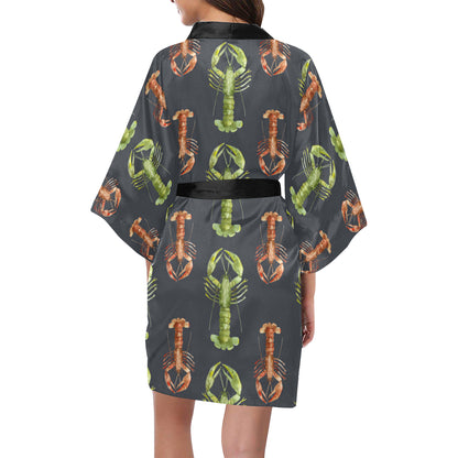 Lobster Pattern Print Design 01 Women's Short Kimono