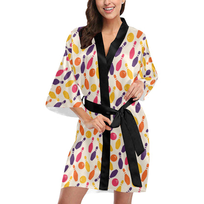 Bowling Pattern Print Design 06 Women's Short Kimono