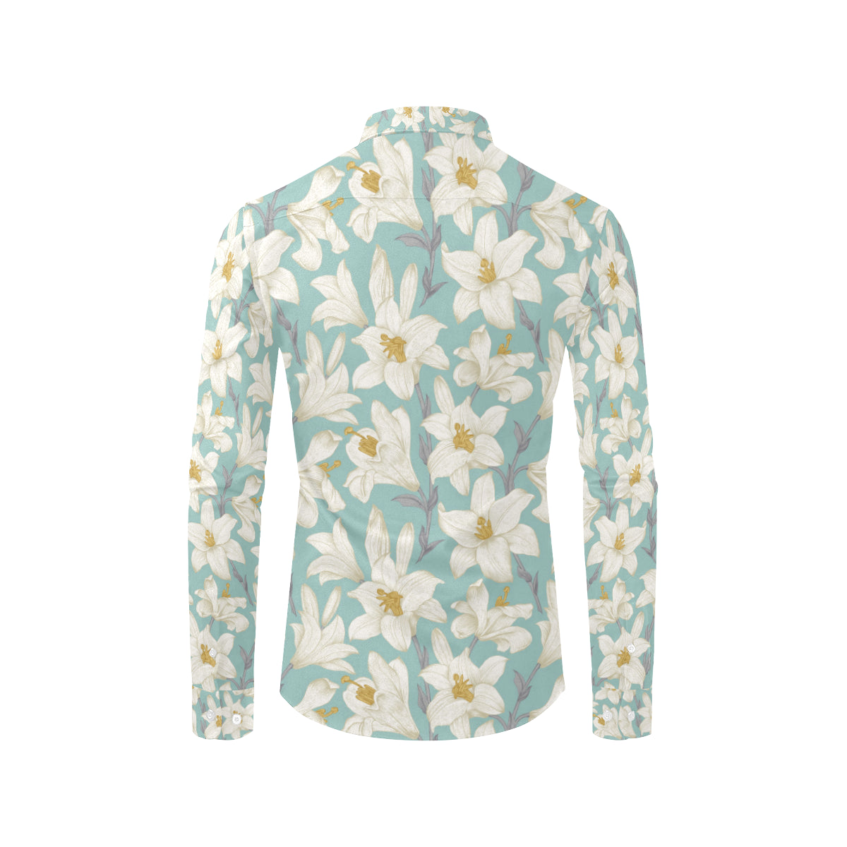 Lily Pattern Print Design 02 Men's Long Sleeve Shirt