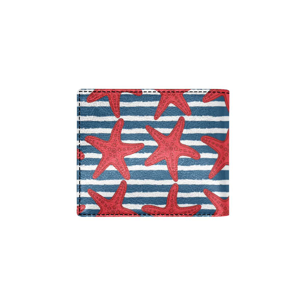 Starfish Red Pattern Print Design 02 Men's ID Card Wallet