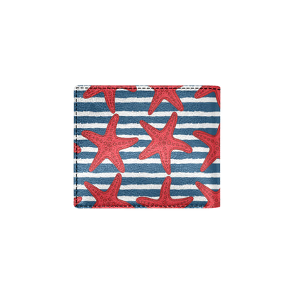 Starfish Red Pattern Print Design 02 Men's ID Card Wallet