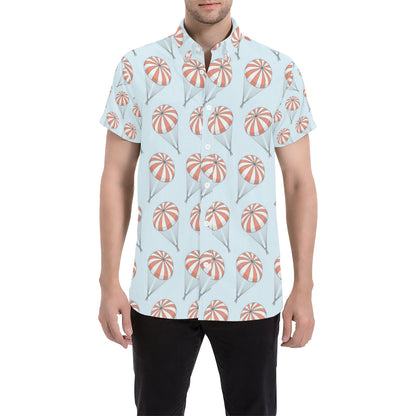 Skydiving Pattern Print Design 01 Men's Short Sleeve Button Up Shirt
