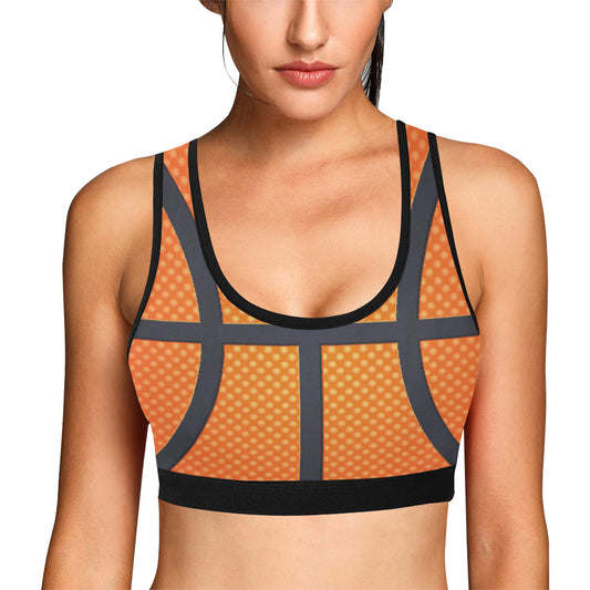 Basketball Texture Print Pattern Sports Bra