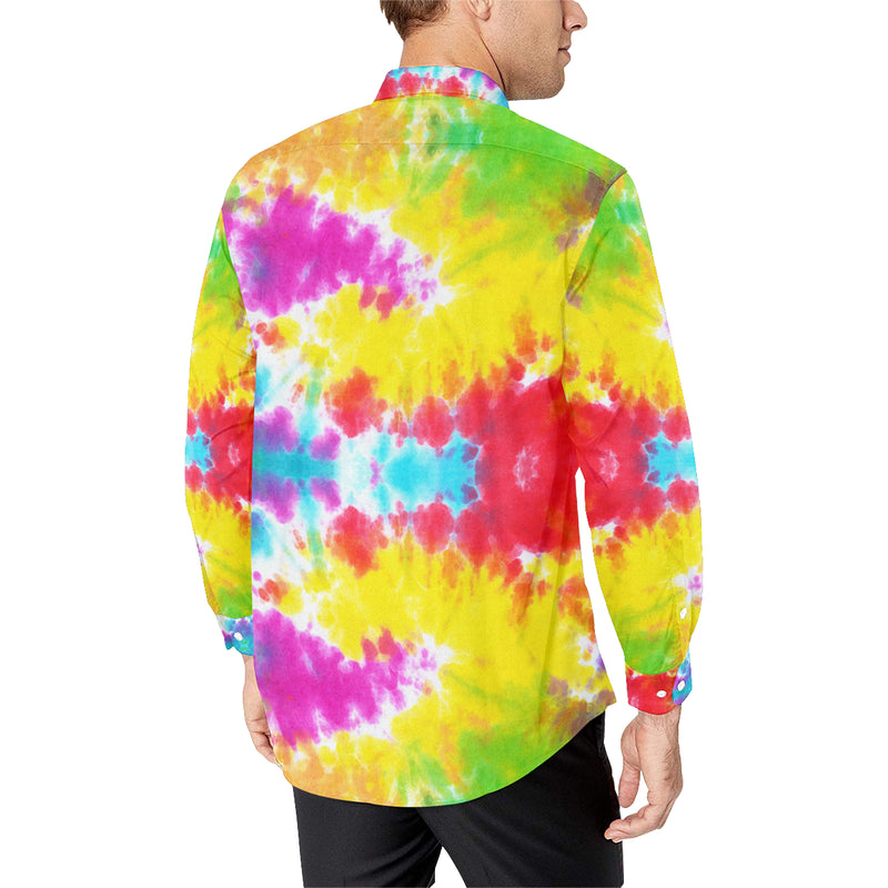 Tie Dye Rainbow Themed Print Men's Long Sleeve Shirt