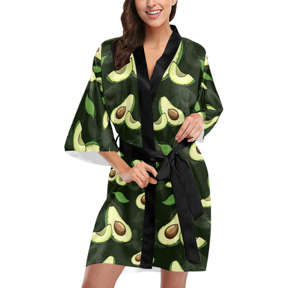 Avocado Pattern Print Design AC07 Women's Short Kimono
